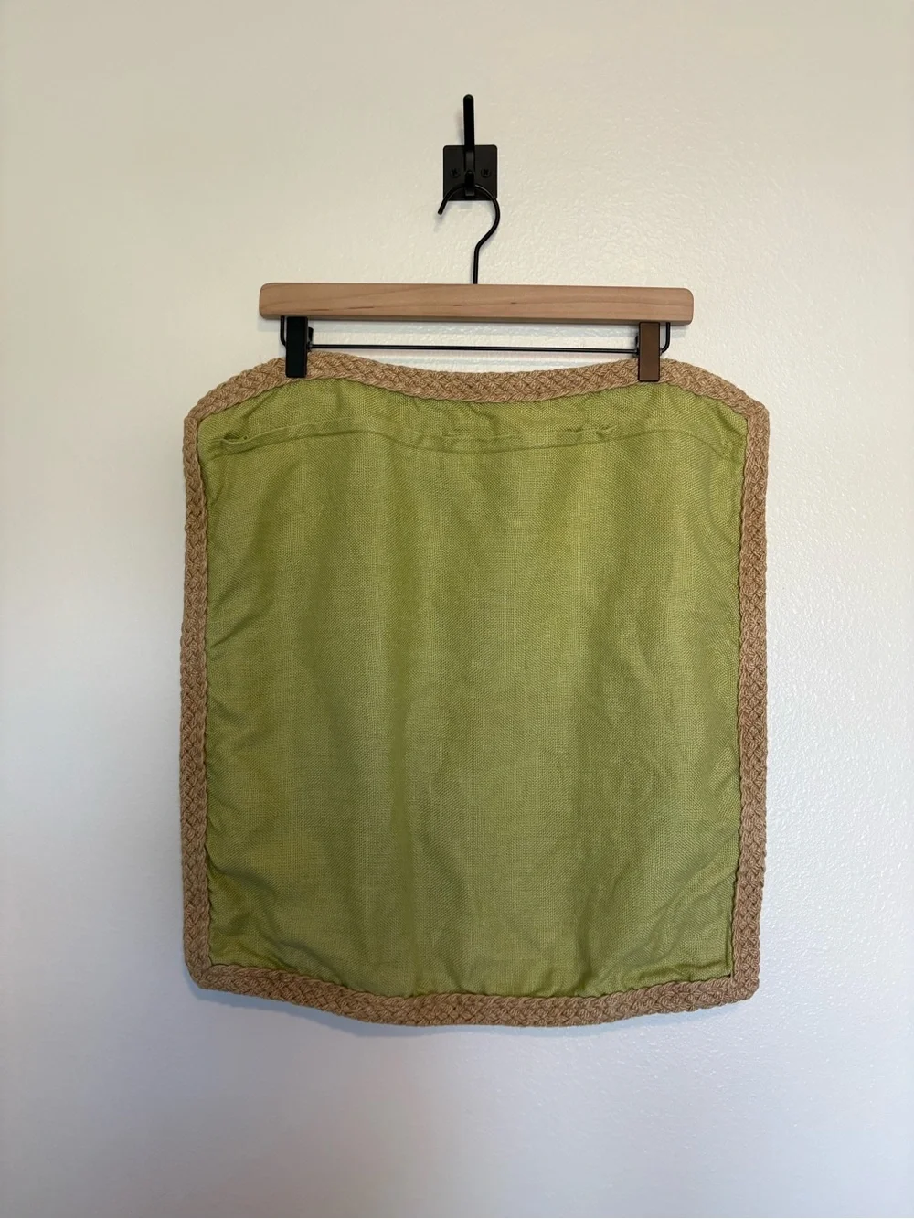 Pottery Barn 100% Linen Braided Jute Trim Accent Pillow Cover Green 20